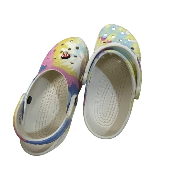 Crocs Clogs With Strap Mushroom Charm Tie Dye size 4 unisex Kids - Picture 7 of 9